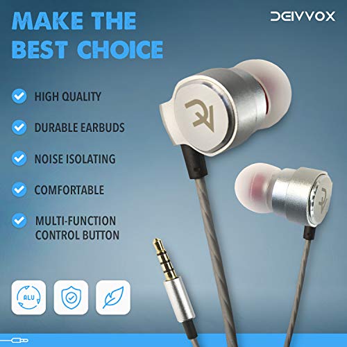 DEIVVOX D0218 Wired Earbuds with Microphone in Ear Headphones - Volume Control Mic - Balanced Sound with Extra Bass - Earphones Noise Isolating - Headset for Cell Phones Samsung Sony LG - Jack 3.5 mm