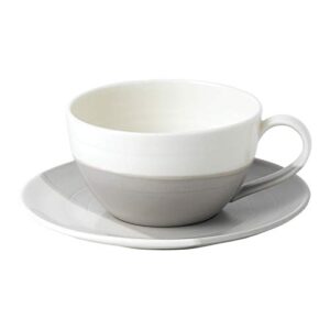 royal doulton coffee studio latte cup & saucer set, 1 count (pack of 1), grey and off white