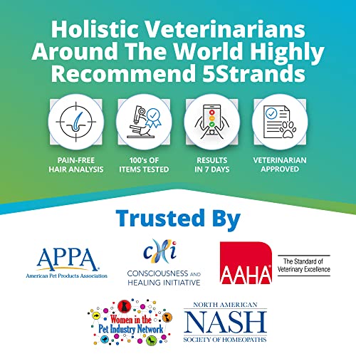 5Strands Pet Food and Environmental Intolerance Test, at Home Sensitivity Test for Dogs & Cats, Hair Sample Collection Kit, 380 Items Tested, Results in 7 Days, Works for All Ages and Breeds