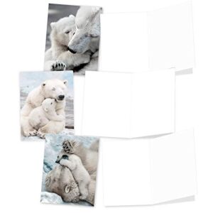 The Best Card Company - 10 Assorted Blank All Occasions Notes Box Set 4 x 5.12 Inch with Envelopes (10 Designs, 1 Each) Boxed Assorted Kid Cards of Pets - Bear Hugs AM6327OCB-B1x10