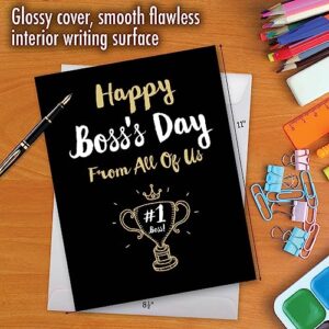 NobleWorks - 1 Jumbo Greeting Card for Boss (8.5 x 11 Inch) - Manager Gratitude, Thanks Notecard for Bosses - Happy Boss's Day from All J5886BOG-US