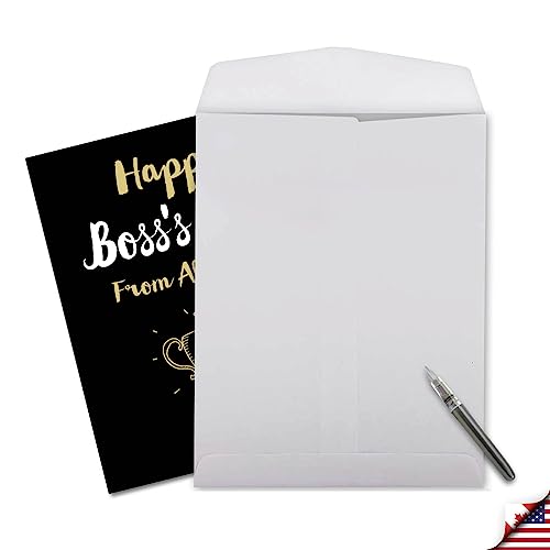 NobleWorks - 1 Jumbo Greeting Card for Boss (8.5 x 11 Inch) - Manager Gratitude, Thanks Notecard for Bosses - Happy Boss's Day from All J5886BOG-US