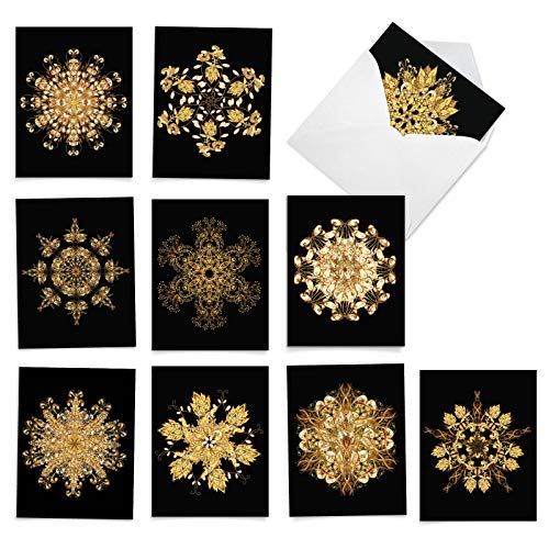 The Best Card Company - 10 Blank Note Cards Assortment (4 x 5.12 Inch) - Zen Patterns and Symbols, Bulk Boxed Set - Magnificent Mandalas AM6326OCB-B1x10