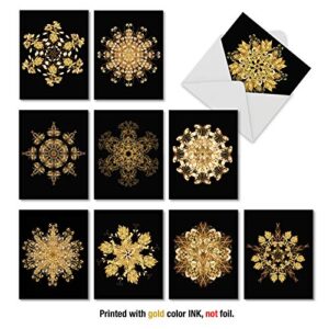 The Best Card Company - 10 Blank Note Cards Assortment (4 x 5.12 Inch) - Zen Patterns and Symbols, Bulk Boxed Set - Magnificent Mandalas AM6326OCB-B1x10