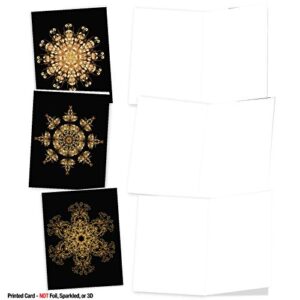 The Best Card Company - 10 Blank Note Cards Assortment (4 x 5.12 Inch) - Zen Patterns and Symbols, Bulk Boxed Set - Magnificent Mandalas AM6326OCB-B1x10