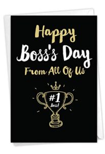 nobleworks - boss's day greeting card with envelope - boss appreciation, gratitude notecard for manager, work - happy boss's day from all c5886bog-us