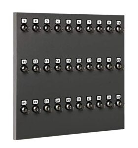 stand company key rack, key holder #30mns, 30 bolted metal numbered hook with hidden hangers (30 sets of tag & ring included) - made in usa