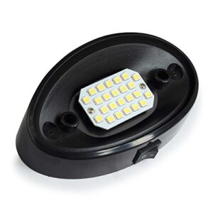 LED RV Exterior Porch Utility Light Oval 12v 300 Lumen Lighting Fixture Replacement Lighting for RVs, Trailers, Campers, 5th Wheels Black Base, Clear and Amber Lens (Black with on/Off Switch, 1-Pack)