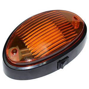 LED RV Exterior Porch Utility Light Oval 12v 300 Lumen Lighting Fixture Replacement Lighting for RVs, Trailers, Campers, 5th Wheels Black Base, Clear and Amber Lens (Black with on/Off Switch, 1-Pack)