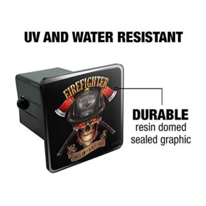 Firefighter Skull First in Last Out Fireman Tow Trailer Hitch Cover Plug Insert