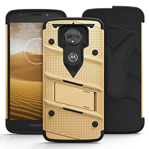 ZIZO Bolt Series Motorola Moto e5 Supra Case Military Grade Drop Tested with Tempered Glass Screen Protector Holster e5 Plus Gold