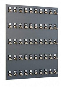 stand company key rack, key storage #50mns, 50 bolted metal numbered hook with hidden hangers (50 sets of tag & ring included) - made in usa