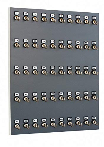 Stand Company Key Rack, Key Storage #50MNS, 50 Bolted Metal Numbered Hook with Hidden Hangers (50 Sets of Tag & Ring Included) - Made in USA