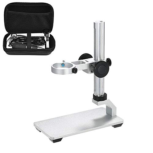 Jiusion Aluminium Alloy Universal Adjustable Professional Base Stand Holder Desktop Support Bracket with Portable Carrying Case for USB Digital Microscope Endoscope Magnifier Camera