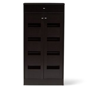 Baxton Studio Acadia Modern and Contemporary Wenge Brown Finished Shoe Cabinet