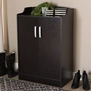 Baxton Studio Verdell Modern and Contemporary Wenge Brown Finished Shoe Cabinet