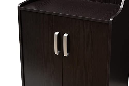 Baxton Studio Verdell Modern and Contemporary Wenge Brown Finished Shoe Cabinet