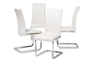 baxton studio cyprien modern and contemporary white faux leather upholstered dining chair (set of 4)