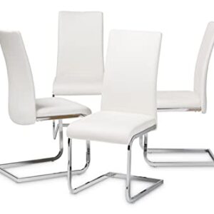 Baxton Studio Cyprien Modern and Contemporary White Faux Leather Upholstered Dining Chair (Set of 4)