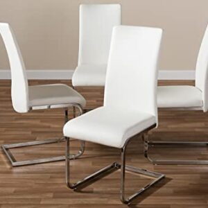 Baxton Studio Cyprien Modern and Contemporary White Faux Leather Upholstered Dining Chair (Set of 4)