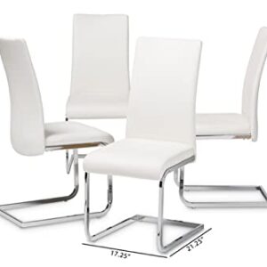 Baxton Studio Cyprien Modern and Contemporary White Faux Leather Upholstered Dining Chair (Set of 4)