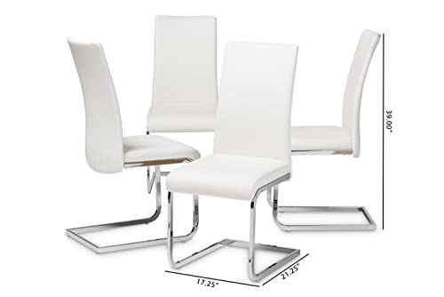 Baxton Studio Cyprien Modern and Contemporary White Faux Leather Upholstered Dining Chair (Set of 4)