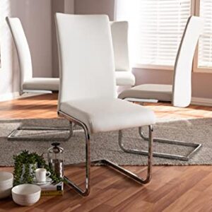 Baxton Studio Cyprien Modern and Contemporary White Faux Leather Upholstered Dining Chair (Set of 4)