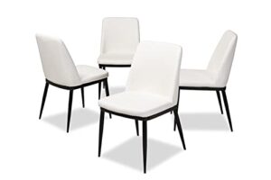 baxton studio darcell modern and contemporary white faux leather upholstered dining chair
