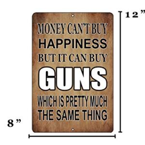 Rogue River Tactical Funny Pro Gun Metal Tin Sign, 12x8 Inch, Wall Décor - Man Cave Bar Money Happiness Guns