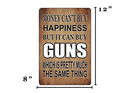 Rogue River Tactical Funny Pro Gun Metal Tin Sign, 12x8 Inch, Wall Décor - Man Cave Bar Money Happiness Guns