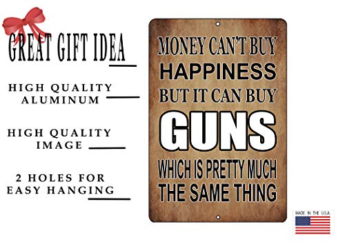 Rogue River Tactical Funny Pro Gun Metal Tin Sign, 12x8 Inch, Wall Décor - Man Cave Bar Money Happiness Guns