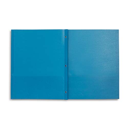 Blue Summit Supplies 25 Two Pocket Folders with Prongs, Designed for Office and Classroom Use, Light Blue, 25 Pack Colored 2 Pocket 3 Prong Folders