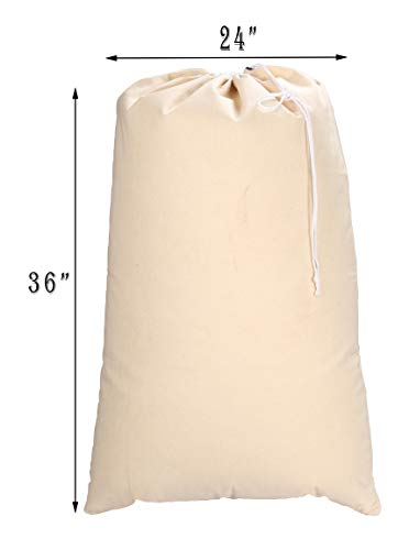 Heavy Duty Laundry Bag,Canvas Laundry Bags,Cotton Laundry Bag with Drawstrings, Easy to Carry,Washable Laundry Bag,Santa Bag,Laundry Hamper Bags 24x36 inch -Natural (Set Of 4 Pieces)