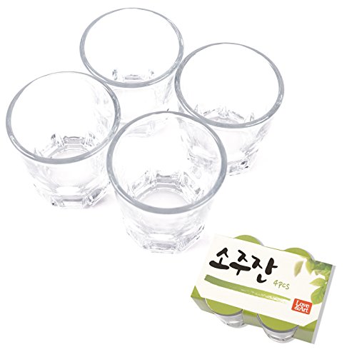 Korean Soju Shot Glasses Set, Also for Whiskey,Tequila,and Liquor, Dishwasher Safe Clarity Glassware, 1.7 oz (4PCS)