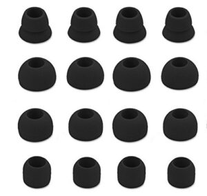 zotech 8 pair (16pcs) replacement earbud tips for beats powerbeats3 wireless stereo headphones - small, medium, large, and double flange (black)