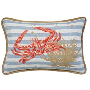 comfy hour 13" polyester ocean crab coral coastal accent throw pillow cushion for home decoration, multicolor, ocean voyage collection