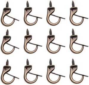 2in safety cup windproof hooks,15 pieces metal ceiling hooks heavy duty windproof metal hooks screw outdoor indoor porch bathroom kitchen wall hang hooks set for coffee tea cup, plant, light, mug