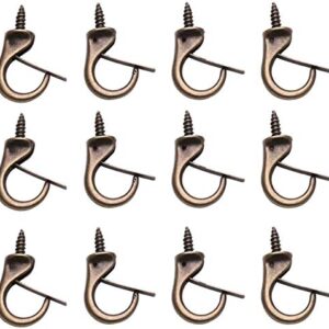 2IN Safety Cup Windproof Hooks,15 Pieces Metal Ceiling Hooks Heavy Duty Windproof Metal Hooks Screw Outdoor Indoor Porch Bathroom Kitchen Wall Hang Hooks Set for Coffee Tea Cup, Plant, Light, Mug