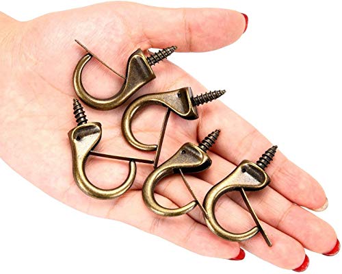 2IN Safety Cup Windproof Hooks,15 Pieces Metal Ceiling Hooks Heavy Duty Windproof Metal Hooks Screw Outdoor Indoor Porch Bathroom Kitchen Wall Hang Hooks Set for Coffee Tea Cup, Plant, Light, Mug