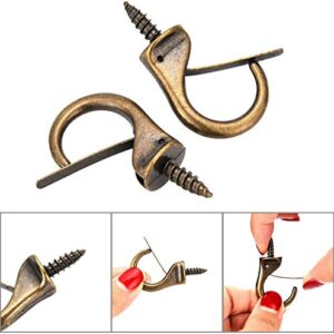 2IN Safety Cup Windproof Hooks,15 Pieces Metal Ceiling Hooks Heavy Duty Windproof Metal Hooks Screw Outdoor Indoor Porch Bathroom Kitchen Wall Hang Hooks Set for Coffee Tea Cup, Plant, Light, Mug