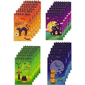 spiral notepad - 24-pack top bound notebooks, bulk mini spiral notepads for notes, to-do lists, kids halloween party favors, trick-or treating, lined paper, 4 halloween designs, 2.75 x 4.25 inches