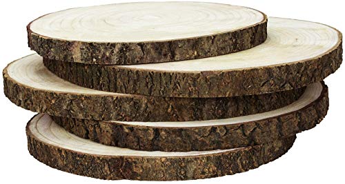KARAVELLA X Large Wood Slices for Centerpieces - 5 Pack Wood Centerpieces for Tables, 12-13 inches, Rustic Wedding Centerpiece, Natural Wood Slabs