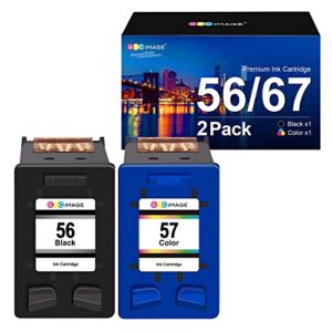 gpc image remanufactured ink cartridge replacement for hp 56 57 ink high yield to use with deskjet 5550 5650 5150 5850 photosmart 7260 7450 7150 7350 printer (1 black, 1 tri-color, 2-pack)