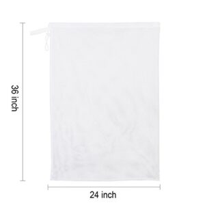 Mesh Laundry Bag With Drawstring For Delicates, Washing Machine,Traveling,College,Dirty Clothes/Net Big Size Heavy Duty Reusable Door Foldable/Garment White 2 Pack