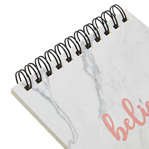 Paper Junkie 12-Pack Small Spiral Bound Motivational Notebooks, 4x6-Inch Bulk Marble Pink Note Pads, 50 Sheets Each, Inspirational Notepads, Imagine, Believe, Inspire, Dream Cover Designs