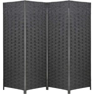wood screen folding screen room dividers 4-panel mesh woven design privacy room partition wooden screen