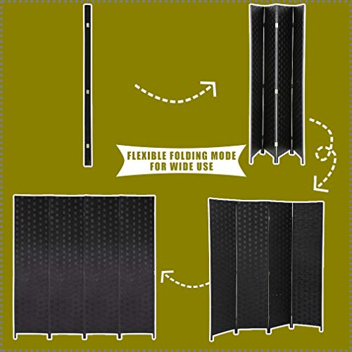 Wood Screen Folding Screen Room Dividers 4-Panel Mesh Woven Design Privacy Room Partition Wooden Screen