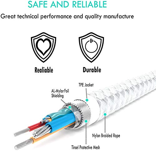 TecMad Short iPhone Charging Cable [C89 Apple MFi Certified] 90 Degree Lightning Cable, Nylon Braided Data Sync Cord for iPhone 14/13/12/11 Pro Max/XS MAX/XR/XS/X/8/7/Plus/6S/6/iPad and More - 0.65ft