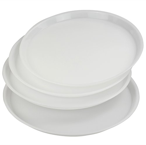 Saedy White Plastic Fast Food Trays, Round Serving Trays(4 Packs)