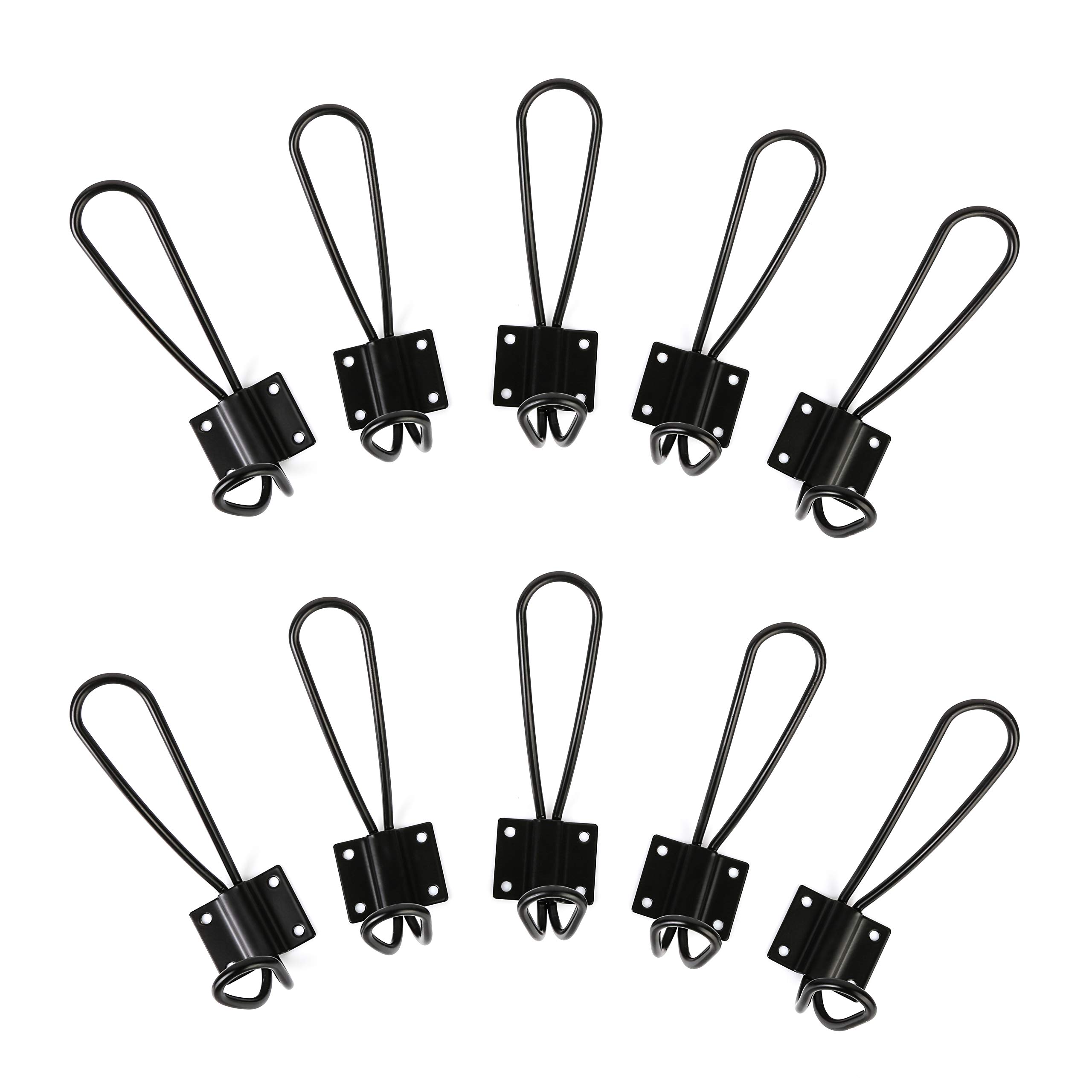 OUSHINAN Rustic Entryway Hooks | 10 Pack of Black Wall Mounted Vintage Double Coat Hangers with Large Metal Screws Included